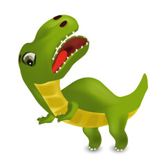 Dinosaurs Tyrannosaurus cartoon character. Evil Dinosaur on white background for your design. 3D vector illustration.