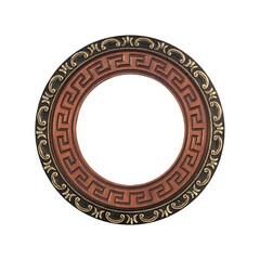 Wooden round frame for paintings, mirrors or photo isolated on white background. Design element with clipping path