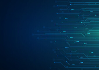 Electronic circuit board close up. Motherboard digital chip. High-tech technology background