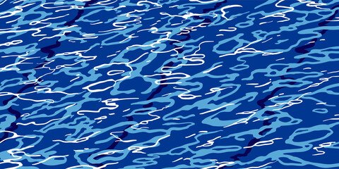 Swimming pool Hand drawn refresh illustration painting style, blank template, show water surface ripples and swimming lines at bottom, vintage 80s city pop inspiration