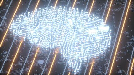 3d rendered illustration of artifical brain. High quality 3d illustration