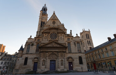 Fototapeta na wymiar Church of Saint-Etienne-du-Mont ,1494-1624 located near the Pantheon - Paris, France