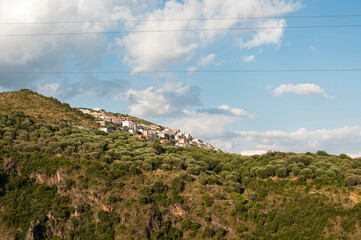 View of the Camerota mountain hamlet. Landscape.
