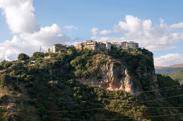 Camerota hamlet settled on a crest of the mount Bulgheria. Salerno, Italy, Europe.