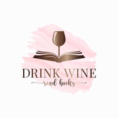 Wine glass with book watercolor white concept.