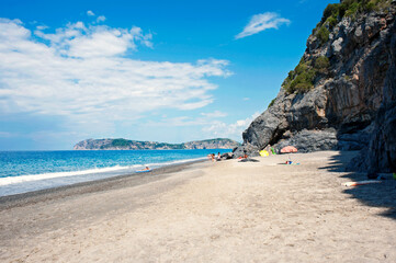 A section of the long and rocky ‘Finocchiaro’ beach with the Palinuro cape in the background....