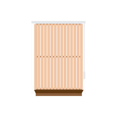 Window frame with closed bamboo blinds, flat vector illustration isolated.