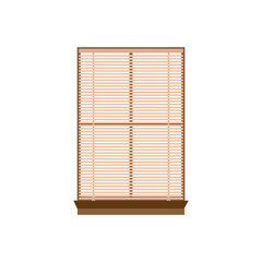 Window with shut horizontal blinds or jalousie flat vector illustration isolated.