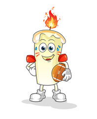 candle playing rugby character. cartoon mascot vector