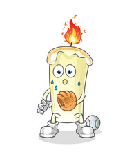 candle baseball Catcher cartoon. cartoon mascot vector