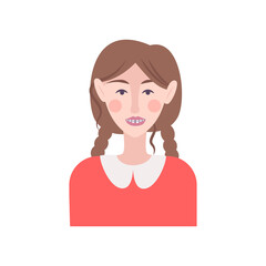 Fototapeta premium Braces Teeth Girl Composition