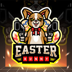 Easter bunny mascot. Esport logo design.