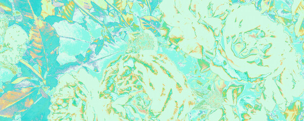 Azure Rose Decoration. Bright Environment Wallpaper. Blue Pastel Art Paper. Orange Luxury Decoration. Pastel Beauty Presentation. Ice Amazing Wallpaper. Green Abstract Panorama. - 415881767