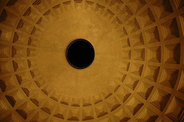 Wonderful ceiling of the pantheon in the evening light