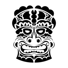 Face tattoo in Polynesian style. Maori mask. Hawaiian tribal patterns. Isolated. Vector illustration.