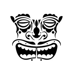 Maori mask tattoo. Polynesian style face. Hawaiian tribal patterns. Isolated. Vector