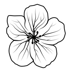 Black and white geranium flower logo on white background