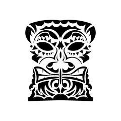 Orc face tattoo. Face in Polynesian or Maori style. Hawaiian tribal patterns. Good for prints and t-shirts. Isolated. Vector