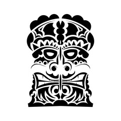 Totem is the face of the Hawaiian tribes. Face in Polynesian or Maori style. The ears of the ancient tribes. Good for prints, tattoos, and t-shirts. Isolated. Vector