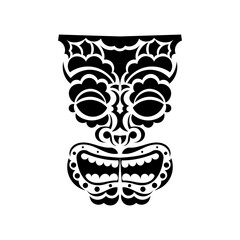 Totem is the face of the Hawaiian tribes. Face in Polynesian or Maori style. The ears of the ancient tribes. Good for prints, tattoos, and t-shirts. Isolated. Vector illustration.