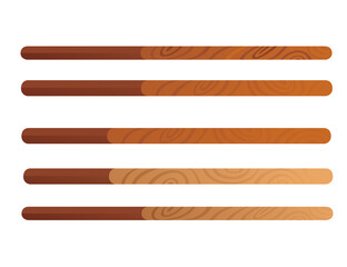 Set of cutting boards side view with different wood pattern vector illustration on white background