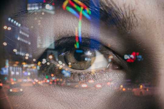 Eye on the background of the city.