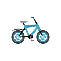 Fototapeta na wymiar isolated image of two wheeled teenage blue bicycle. Design element for children's books, bicycle advertisements, safety regulations posters. Vector illustration. Flat.