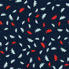 Fototapeta na wymiar Seamless leaves pattern. Vector repeating botanical background of hand-drawn leaves. Floral ecological pattern.