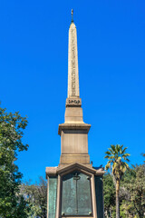 Egyptian hieroglyphs, Piazza della Republica, Rome, Italy. Obelisk brought to Piazza in 1700's from...