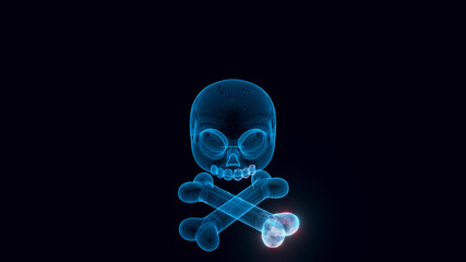3d rendered illustration of Stylized Human Skull and Bones Hologram. High quality 3d illustration