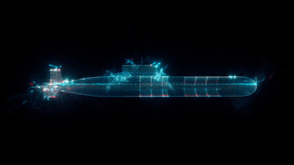 3d rendered illustration of Submarine Hud Hologram. High quality 3d illustration © The 2R Artificiality
