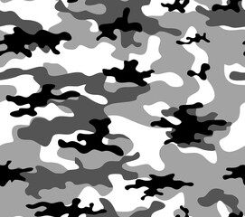 Camouflage gray vector pattern, winter background for textile.