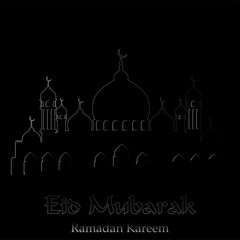 Ramadan greeting card with a mosque. Vector