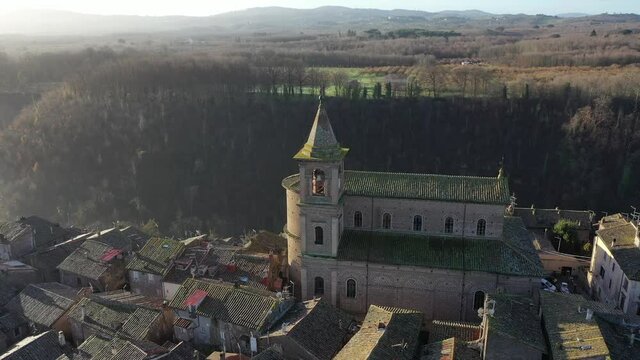 Capranica, ancient village of Tuscia in the province of Viterbo, Lazio, Italy,

Aerial shot with drone.
