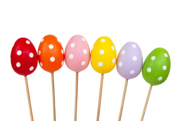 Multicolored easter eggs in dots isolated on the white background