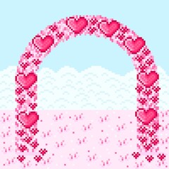 Wedding arch pixel art. Vector illustration. Valentine's Day.	