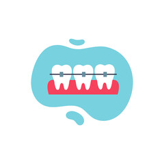 Teeth braces icon. Dental care. Vector cartoon illustration isolated on white background.