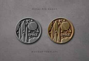 Circle Metal Pin Badge Mockup