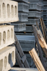 concrete slabs at the factory in stacks