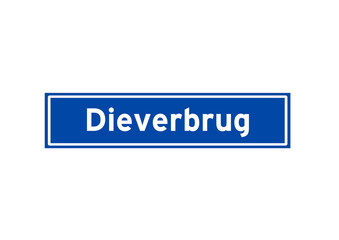 Dieverbrug isolated Dutch place name sign. City sign from the Netherlands.