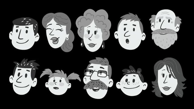 10 cartoon talking human heads 