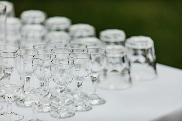 Preparation for wedding, event and meeting guests before banquet in bar outside and catering service