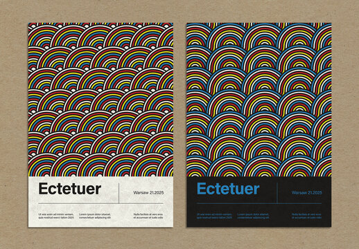 Vintage Poster Design Layout with Circle Lines Pattern