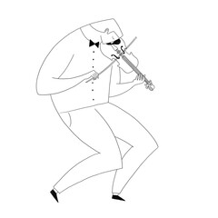 Fototapeta na wymiar Violin player, black and white illustration