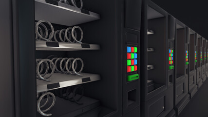 3d rendered illustration of Multiple EmptyVending Machines in a row. High quality 3d illustration
