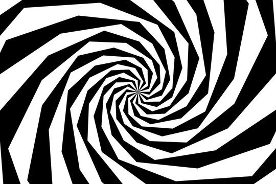 Vector abstract illustration of swirl, vortex pattern. Trendy background in op art style, optical illusion. © Anna