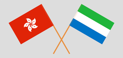 Crossed flags of Hong Kong and Sierra Leone