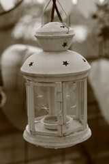 old lantern in the snow