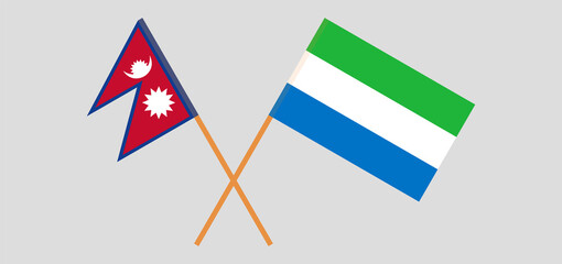 Crossed flags of Nepal and Sierra Leone