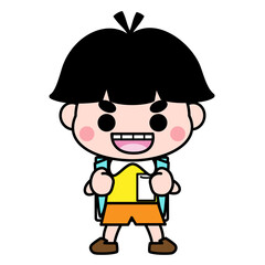 学生　男子　男の子　ランドセル　イラスト素材